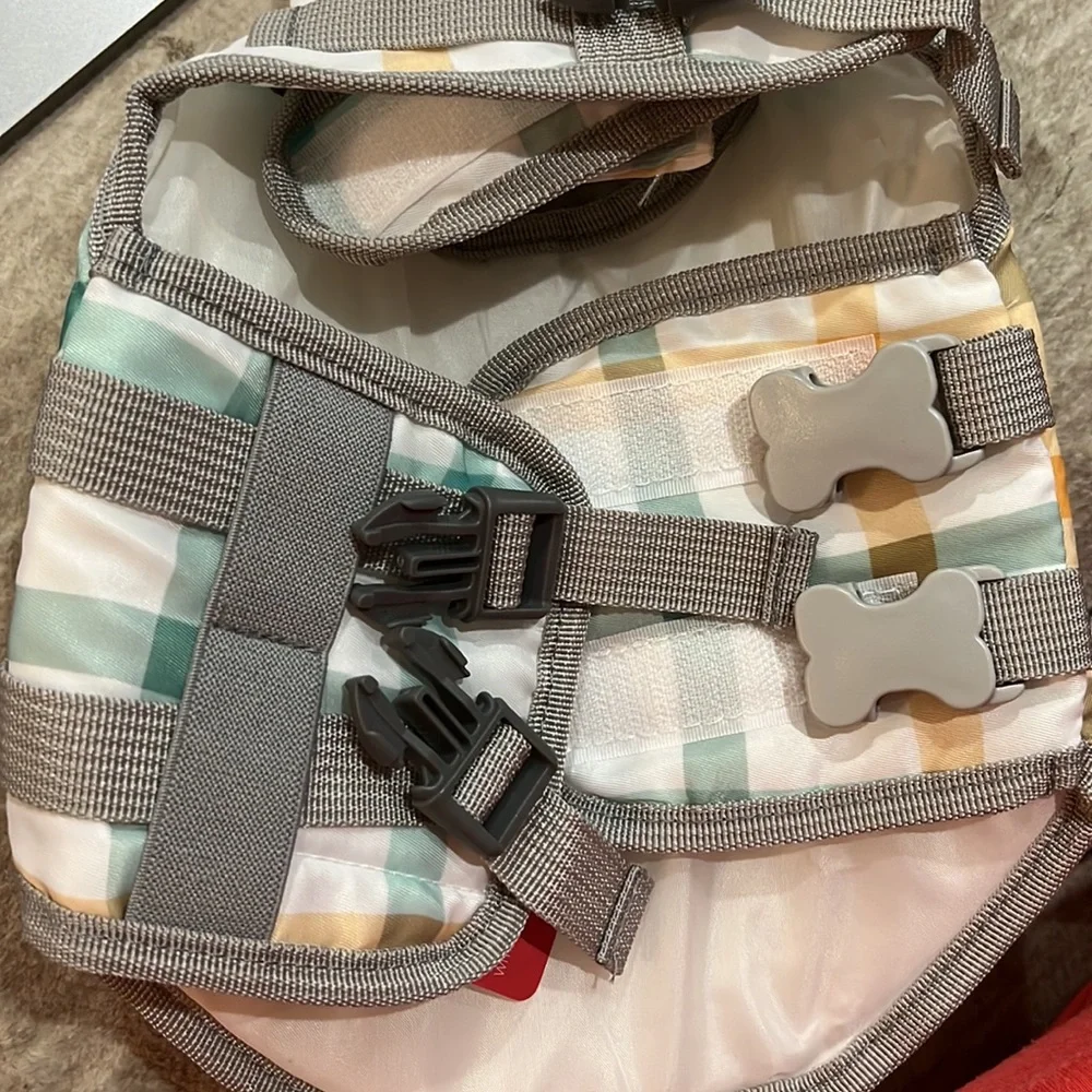 NWT plaid with angel wings life jacket for dogs